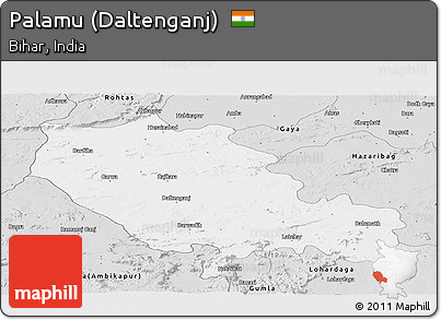Silver Style Panoramic Map of Palamu (Daltenganj)