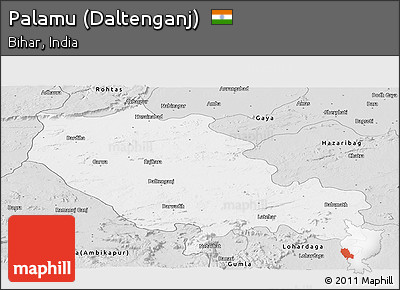 Silver Style Panoramic Map of Palamu (Daltenganj)