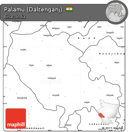 Blank Simple Map of Palamu (Daltenganj)