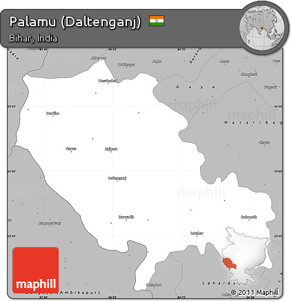 Gray Simple Map of Palamu (Daltenganj)