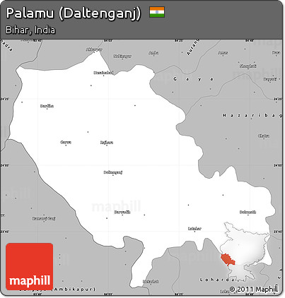 Gray Simple Map of Palamu (Daltenganj)