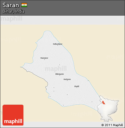 Classic Style 3D Map of Saran, single color outside