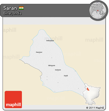 Classic Style 3D Map of Saran, single color outside