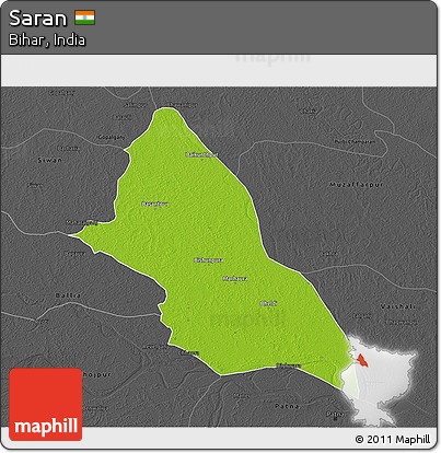 Physical 3D Map of Saran, darken, desaturated
