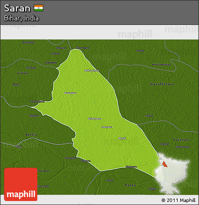 Physical 3D Map of Saran, darken