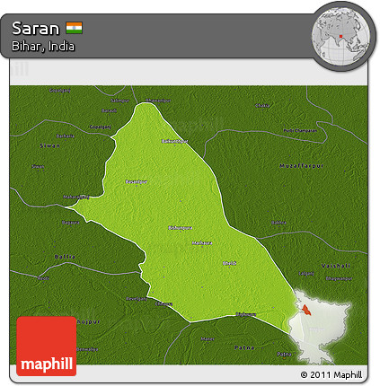 Physical 3D Map of Saran, darken