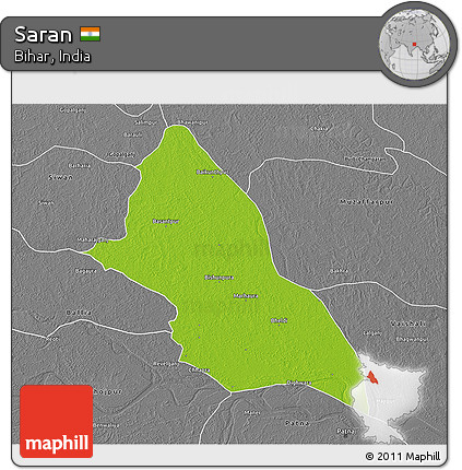 Physical 3D Map of Saran, desaturated