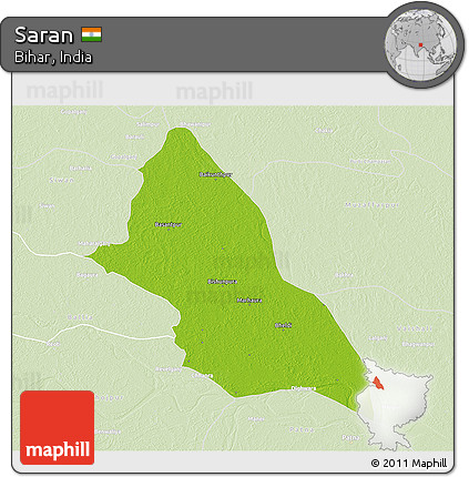 Physical 3D Map of Saran, lighten