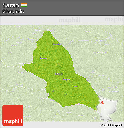 Physical 3D Map of Saran, lighten