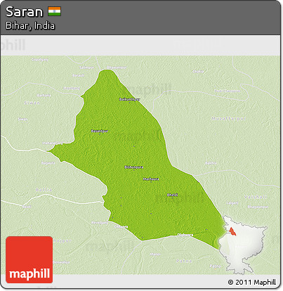 Physical 3D Map of Saran, lighten