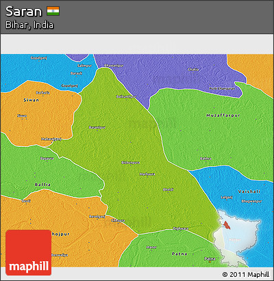 Physical 3D Map of Saran, political outside
