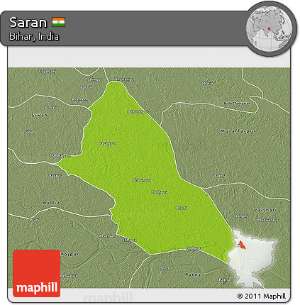Physical 3D Map of Saran, semi-desaturated