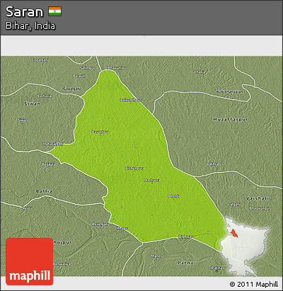 Physical 3D Map of Saran, semi-desaturated