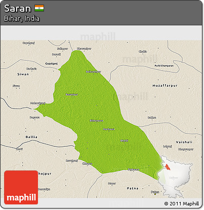Physical 3D Map of Saran, shaded relief outside