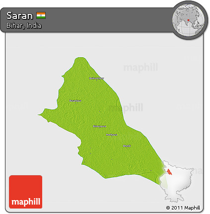 Physical 3D Map of Saran, single color outside