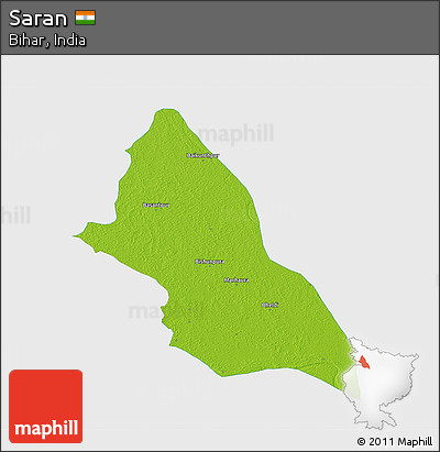 Physical 3D Map of Saran, single color outside