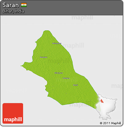 Physical 3D Map of Saran, single color outside