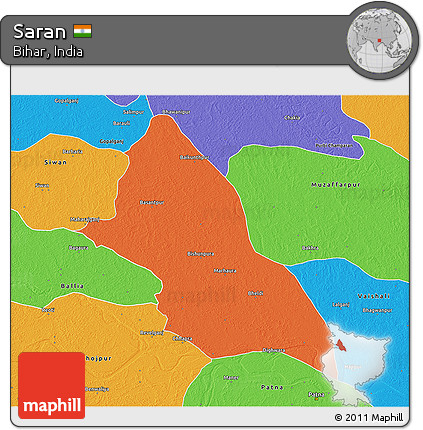 Political 3D Map of Saran