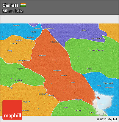 Political 3D Map of Saran