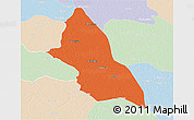 Political 3D Map of Saran, lighten