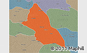 Political 3D Map of Saran, semi-desaturated
