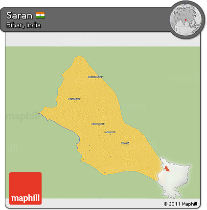 Savanna Style 3D Map of Saran, single color outside