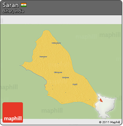 Savanna Style 3D Map of Saran, single color outside