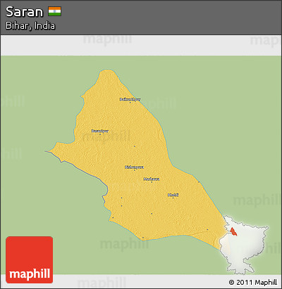 Savanna Style 3D Map of Saran, single color outside