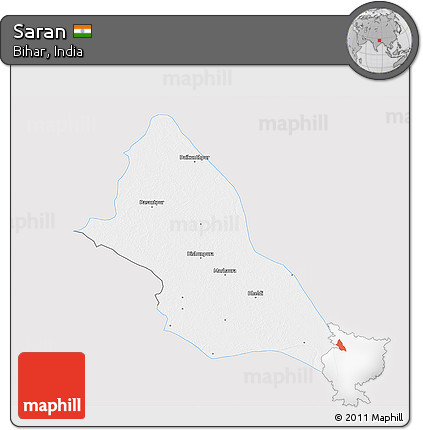 Silver Style 3D Map of Saran, single color outside