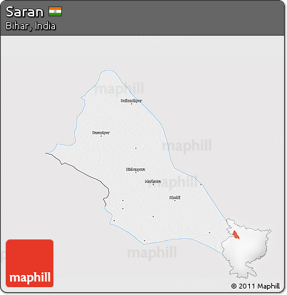 Silver Style 3D Map of Saran, single color outside