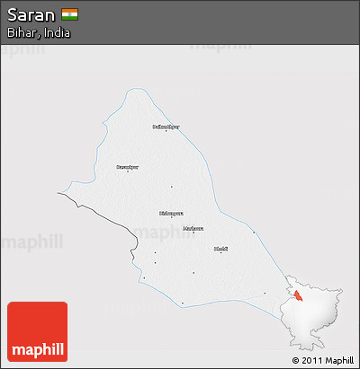 Silver Style 3D Map of Saran, single color outside