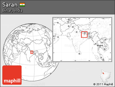 Blank Location Map of Saran, within the entire country