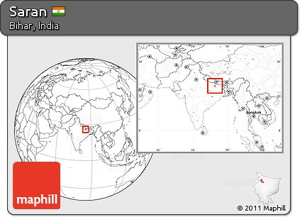 Blank Location Map of Saran, within the entire country