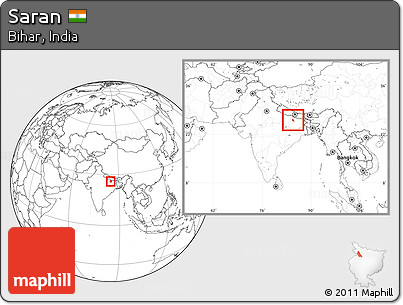 Blank Location Map of Saran, within the entire country