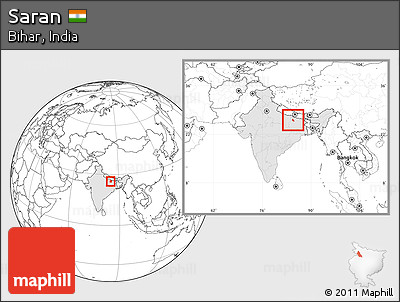 Blank Location Map of Saran, highlighted country, within the entire country