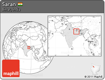 Blank Location Map of Saran, highlighted country, within the entire country