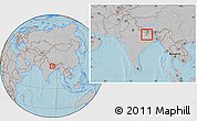 Gray Location Map of Saran, within the entire country, hill shading