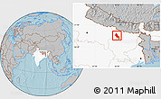 Gray Location Map of Saran, highlighted country, hill shading