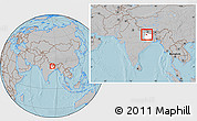 Gray Location Map of Saran, highlighted parent region, within the entire country, hill shading