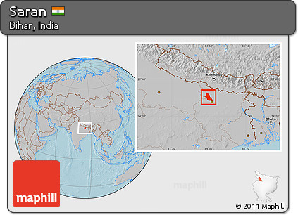 Gray Location Map of Saran, hill shading