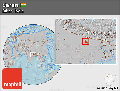 Gray Location Map of Saran, hill shading