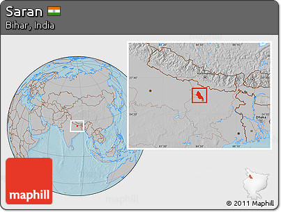 Gray Location Map of Saran, hill shading