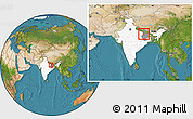 Satellite Location Map of Saran, highlighted country, highlighted parent region, within the entire country