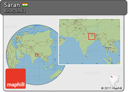 Savanna Style Location Map of Saran, within the entire country