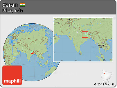 Savanna Style Location Map of Saran, within the entire country