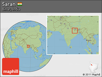 Savanna Style Location Map of Saran, within the entire country