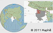 Savanna Style Location Map of Saran, highlighted country, highlighted parent region, hill shading