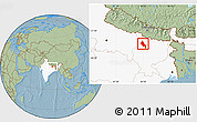 Savanna Style Location Map of Saran, highlighted country, hill shading