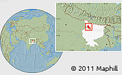 Savanna Style Location Map of Saran, highlighted parent region, hill shading
