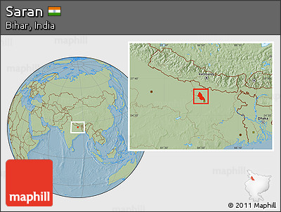 Savanna Style Location Map of Saran, hill shading